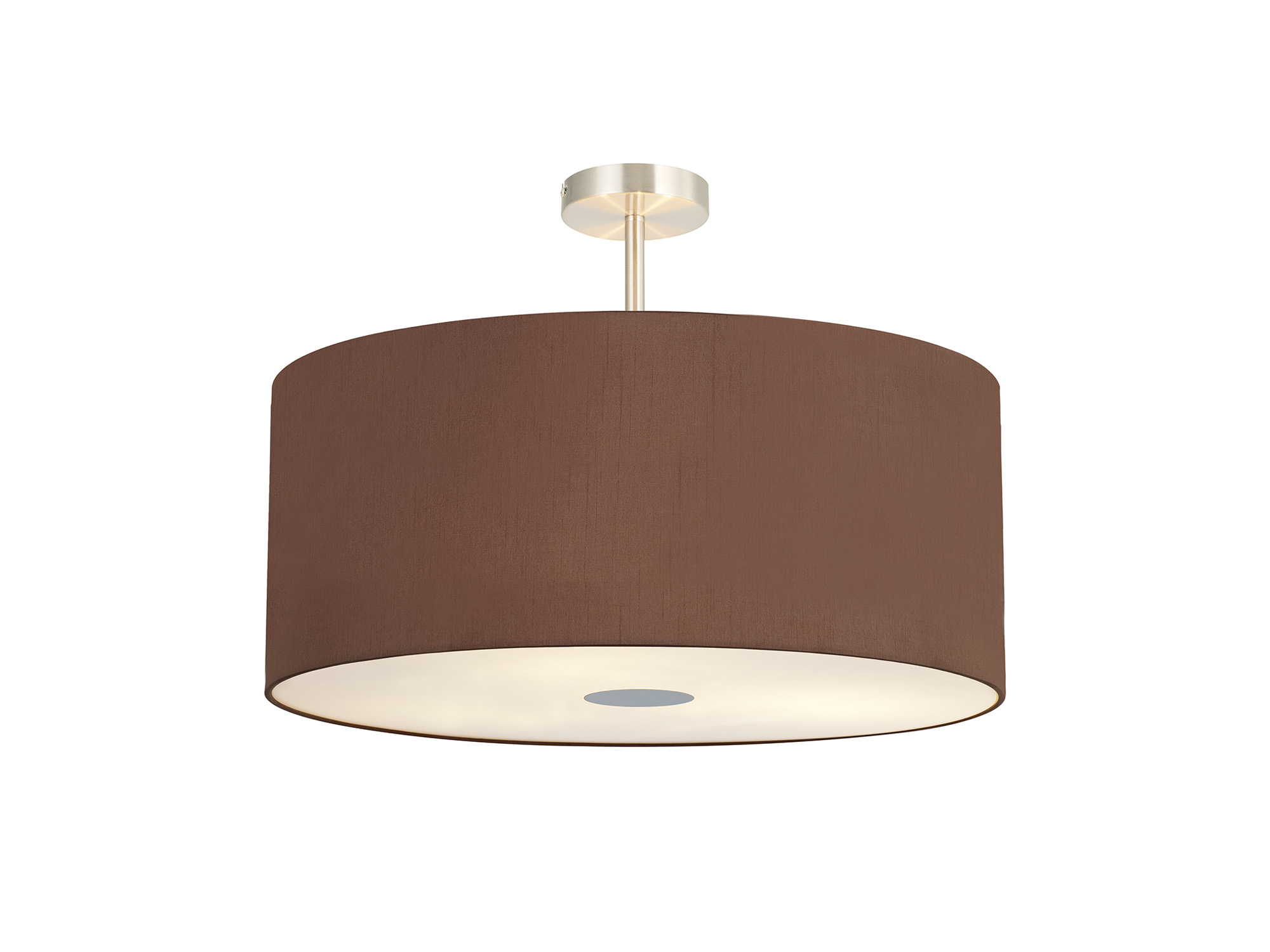 DK0534  Baymont 60cm Semi Flush Flush 5 Light Satin Nickel, Raw Cocoa/Grecian Bronze, Frosted Diffuser